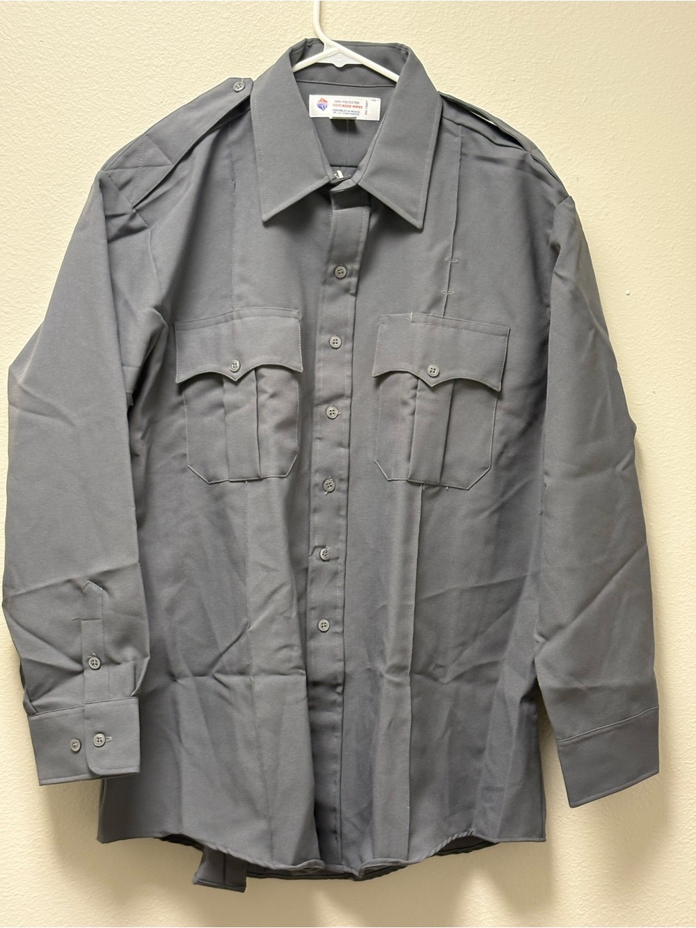 Liberty Men Uniform Shirt Gray Texturized Woven Polyester XL 761MGY NWT